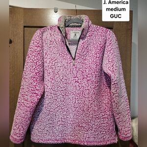 J. America Pink and White Fleece Pullover